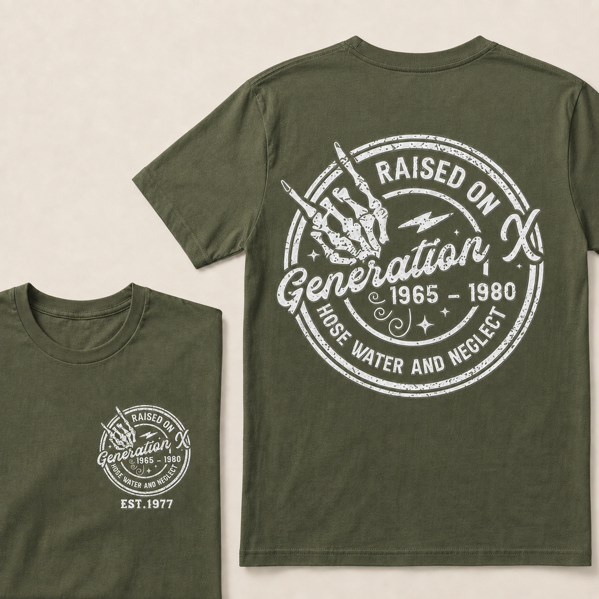 custom birth year -Raised On Hose Water And Neglect Generation X T-Shirts