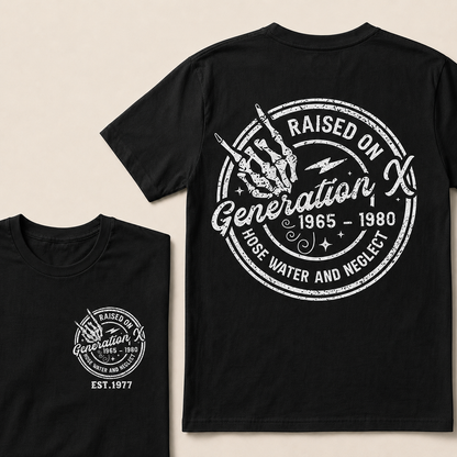 custom birth year -Raised On Hose Water And Neglect Generation X T-Shirts